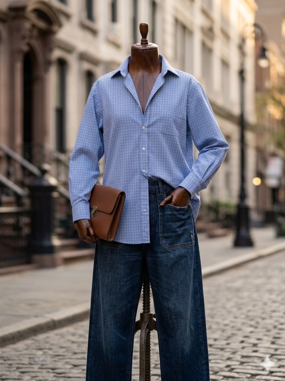 Lauren Ralph Lauren Classic Fit Non-Iron Plaid Dress Shirt Blue 16 34/35